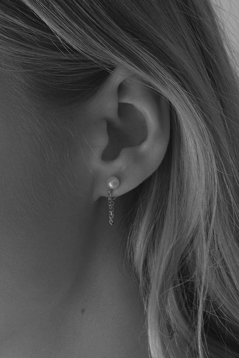 Pearl Chain Earrings | Silver