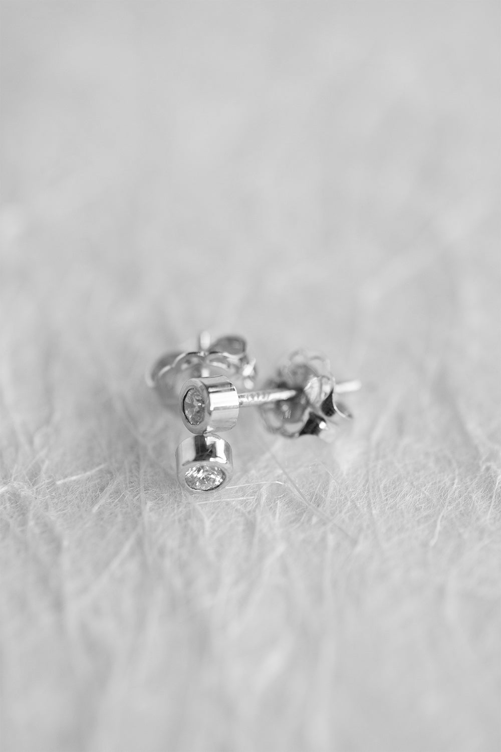 Mini Round Diamond Studs | 9K White Gold| Natasha Schweitzer