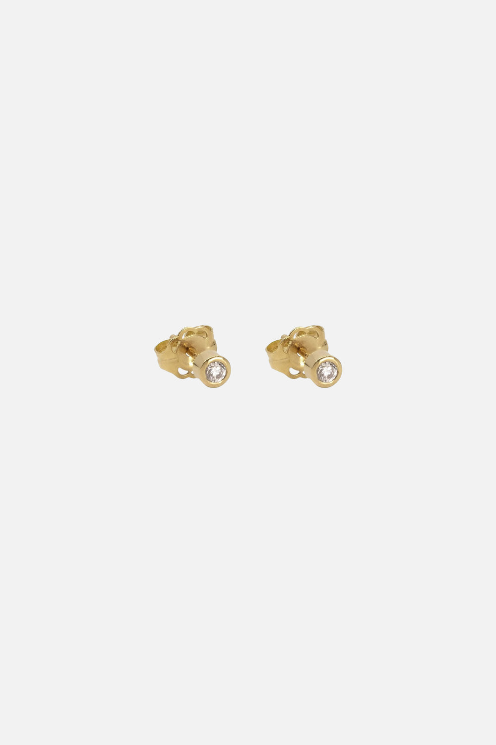 Mini Round Diamond Studs | 9K Yellow Gold| Natasha Schweitzer