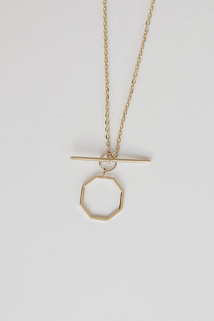 T-Bar Octagon Necklace | 9K Yellow Gold | Natasha Schweitzer