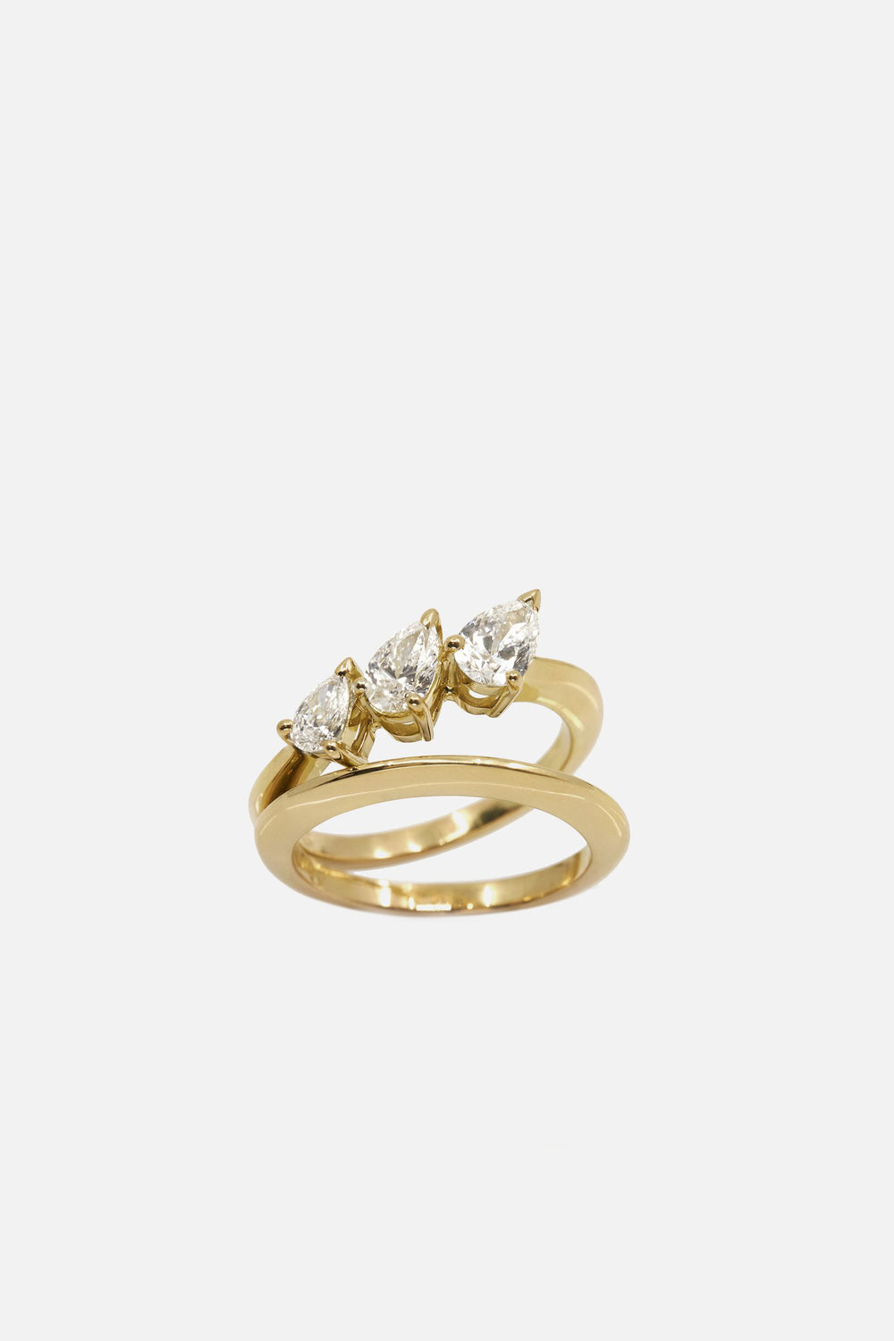 Triple Pear Diamond Ring | 18K Yellow Gold