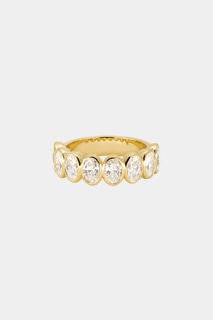Oval Bezel Diamond Half Band | Gold | Natasha Schweitzer