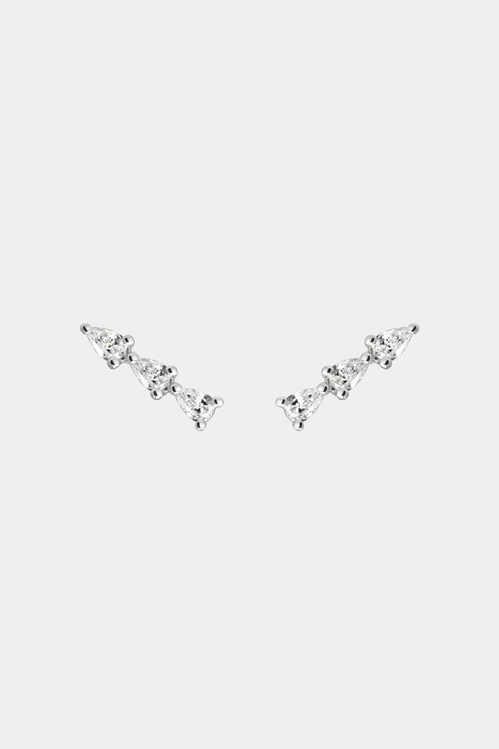 Pear Diamond Bar Studs | 18K White Gold