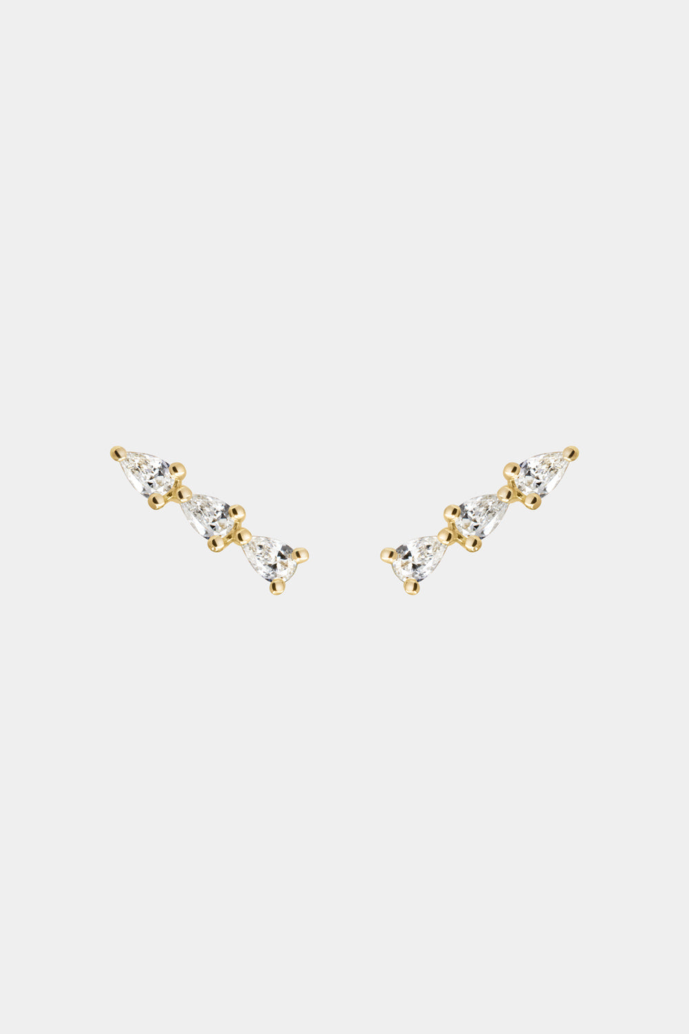 Pear Diamond Bar Earrings | 18K Yellow Gold