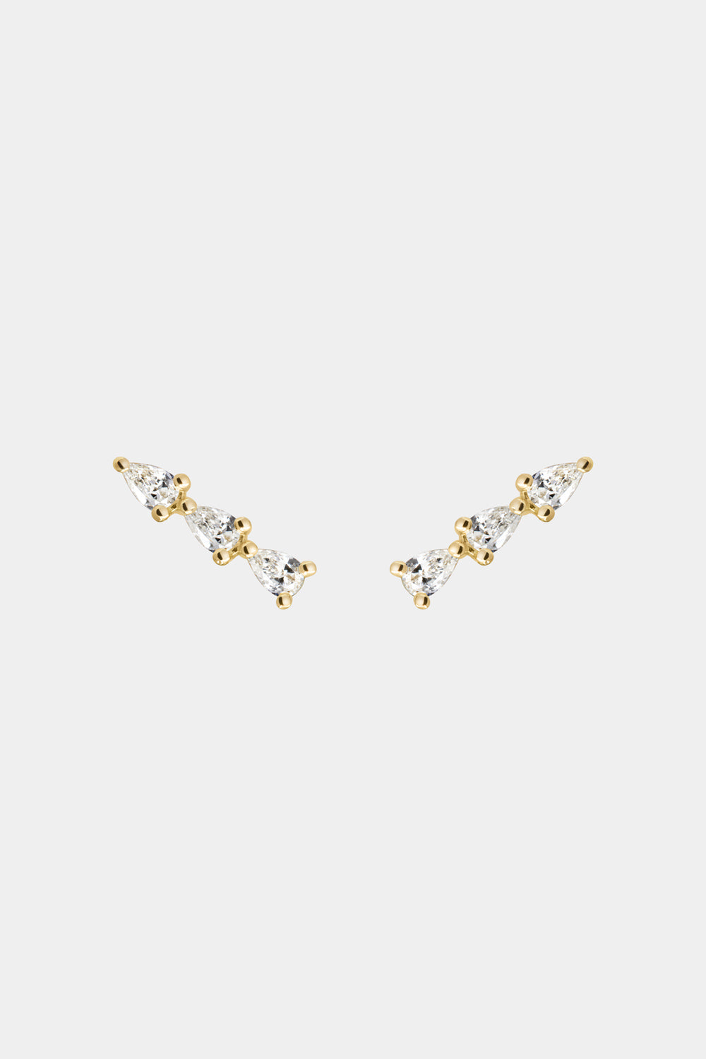 Pear Diamond Bar Studs | 18K Yellow Gold