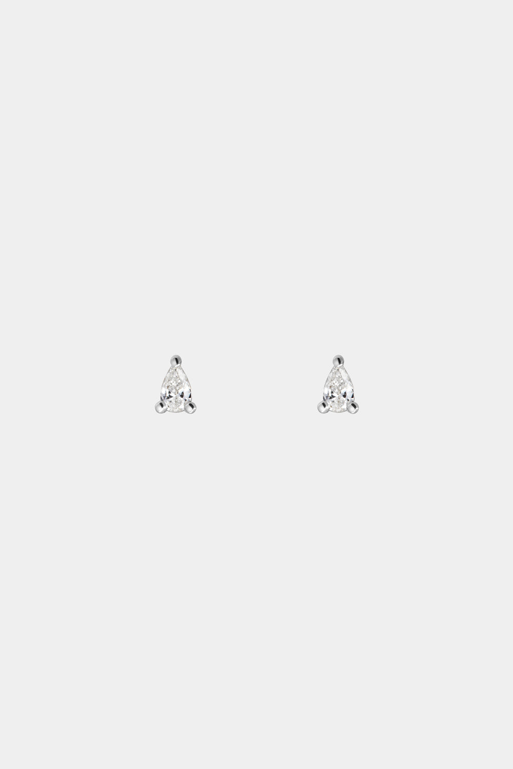 Petite Pear Diamond Studs | 18K White Gold