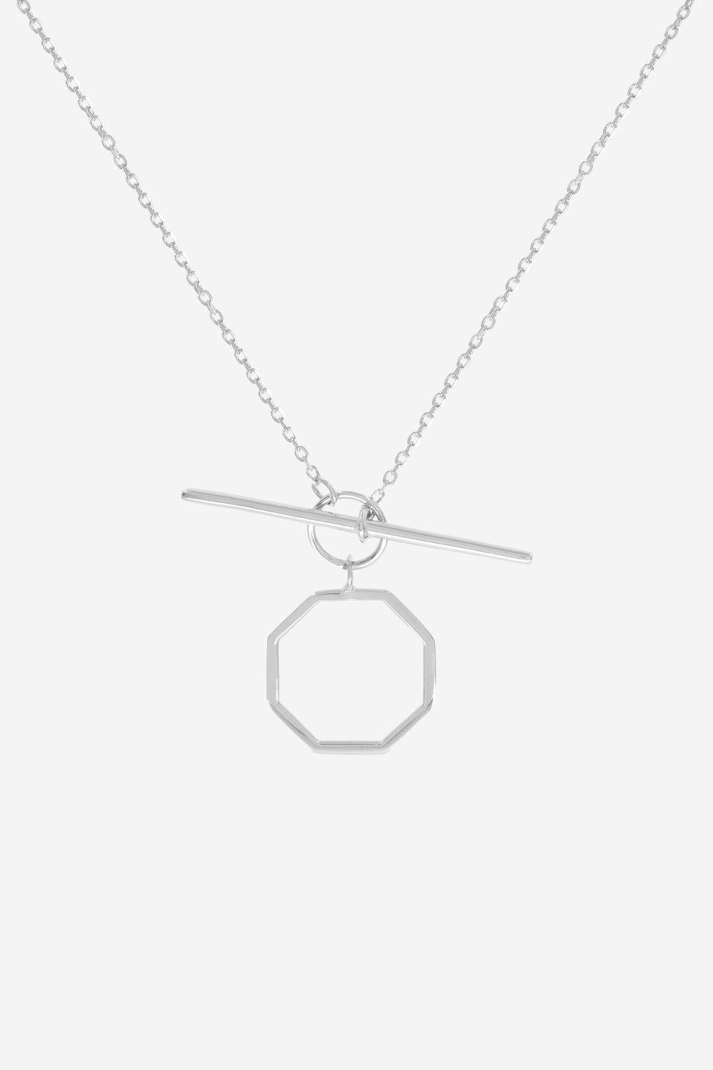 T-Bar Octagon Necklace | Silver| Natasha Schweitzer