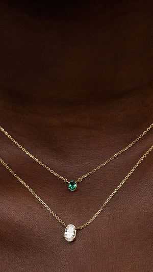Oval Emerald Necklace | 18K Gold | Natasha Schweitzer