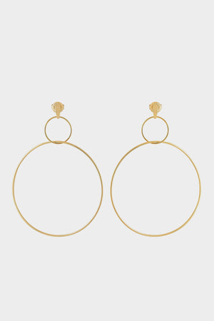 Double Drop Hoop Earrings | Gold Plated | Natasha Schweitzer