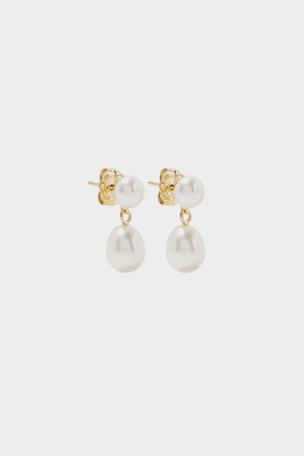 Double Pearl Drop Earrings | 9K Yellow Gold| Natasha Schweitzer