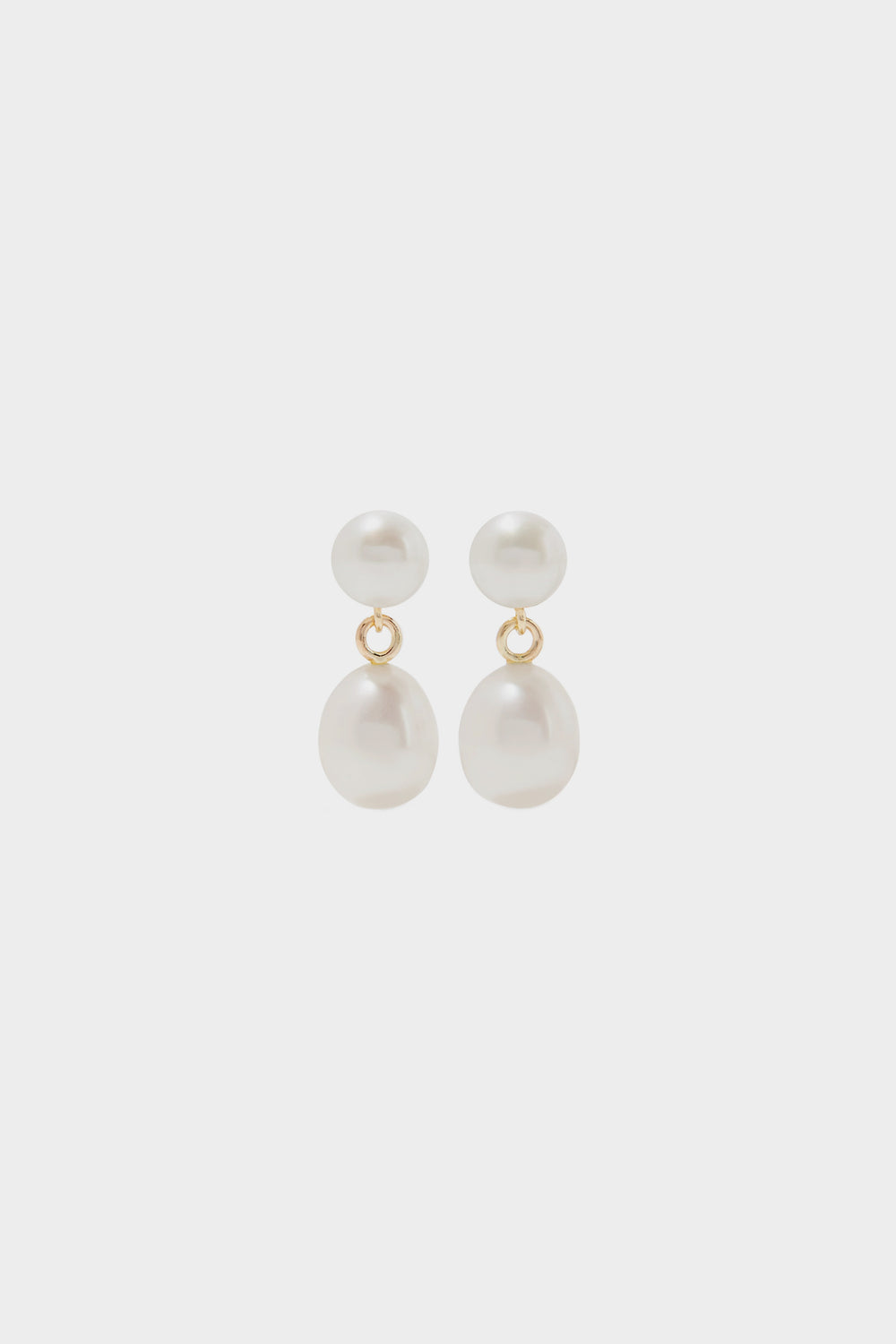 Double Pearl Drop Earrings | 9K Yellow Gold