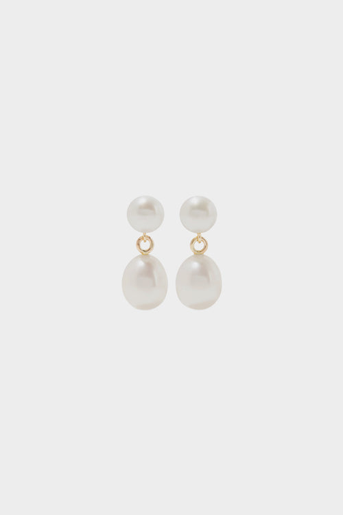 NATASHA SCHWEITZER | Earrings | Double Pearl Drop Earrings | 9K Yellow ...