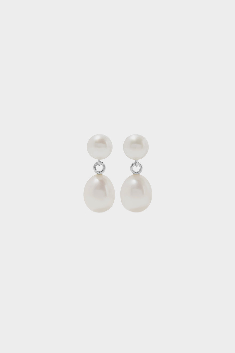 Double Pearl Drop Earrings | Silver