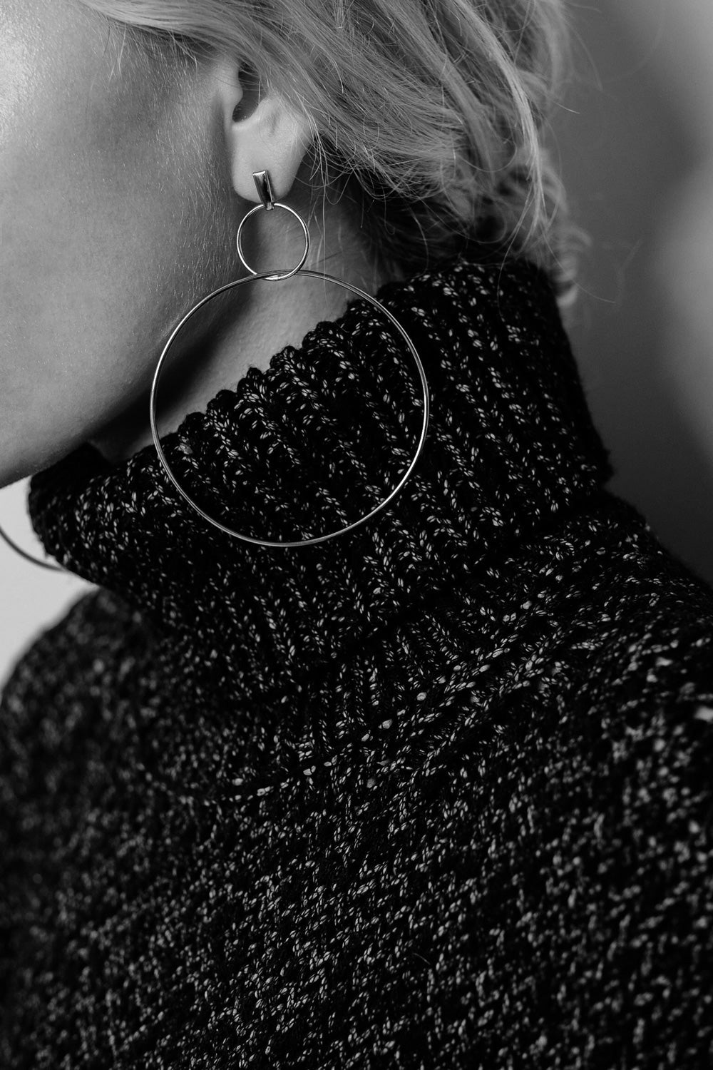Double Drop Hoop Earrings | Silver| Natasha Schweitzer