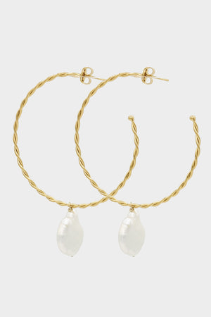 Helix Pearl Earrings Large | Gold | Natasha Schweitzer