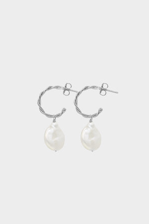 Helix Pearl Earrings Small | Silver | Natasha Schweitzer